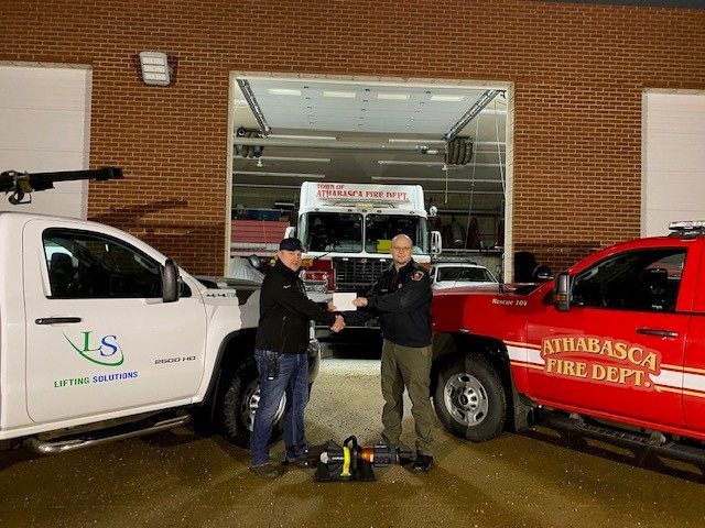 Lifting Solutions donation to the Athabasca Fire Department.