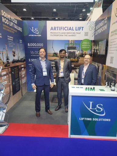 Lifting Solutions team members Richard Hogman, Sriram LakshmiNarayanan and Javier Delgado at ADIPEC 2023.